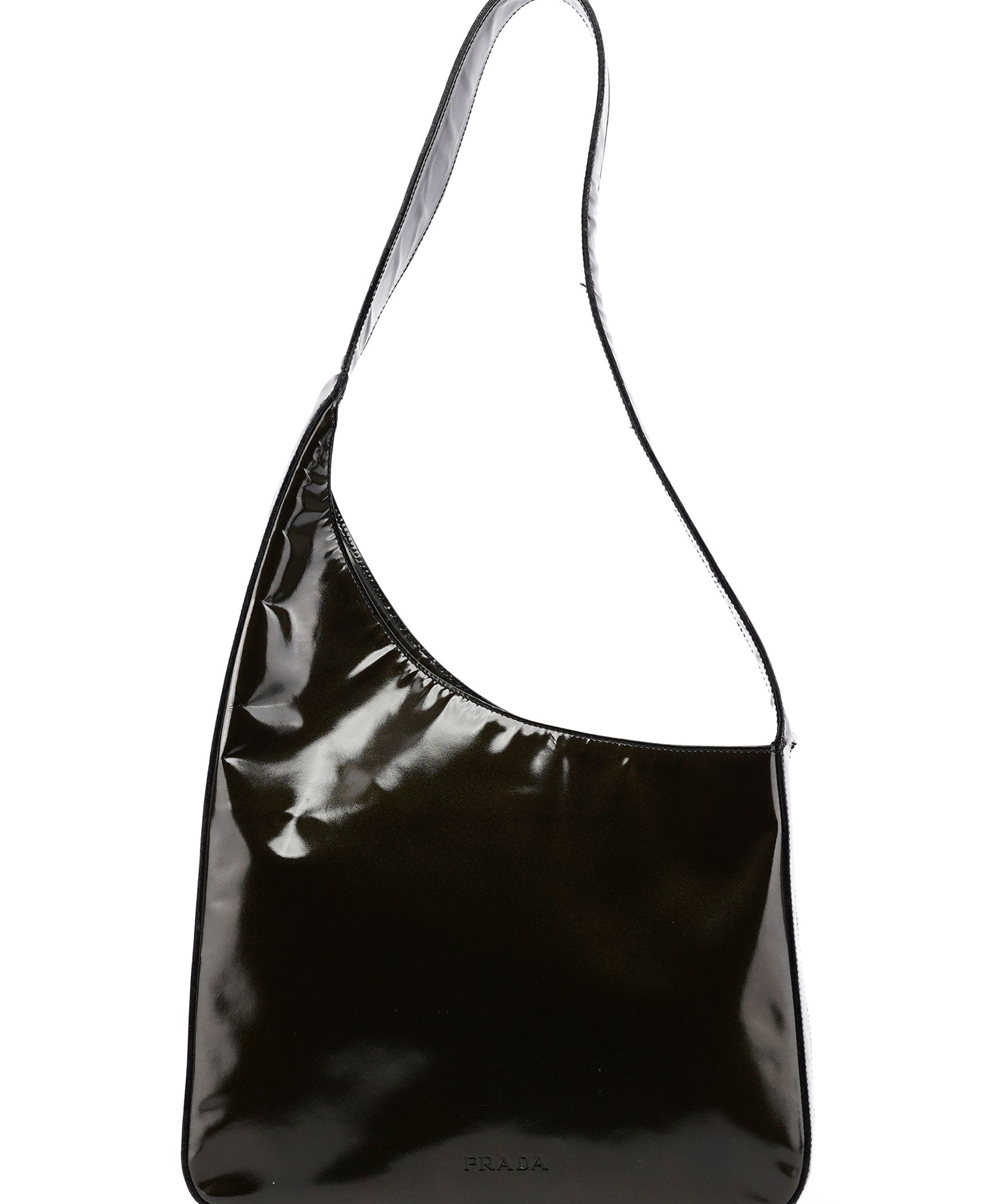 Prada 1998 Dark Green Patent Leather Asim Shoulder Bag