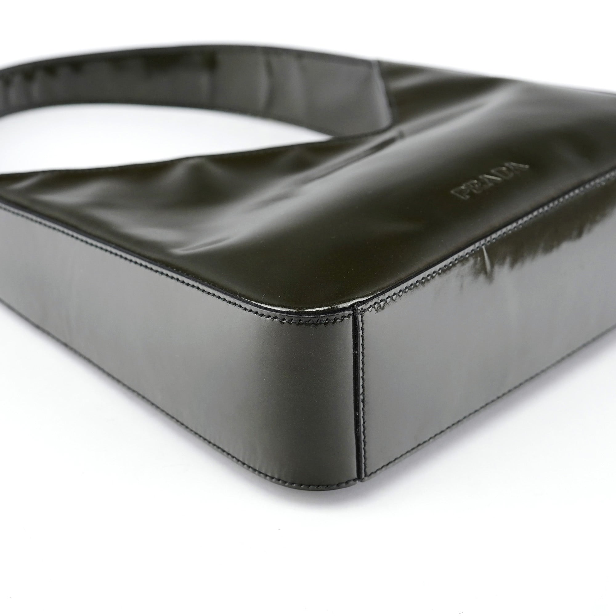Prada 1998 Green Patent Leather Asim Shoulder Bag