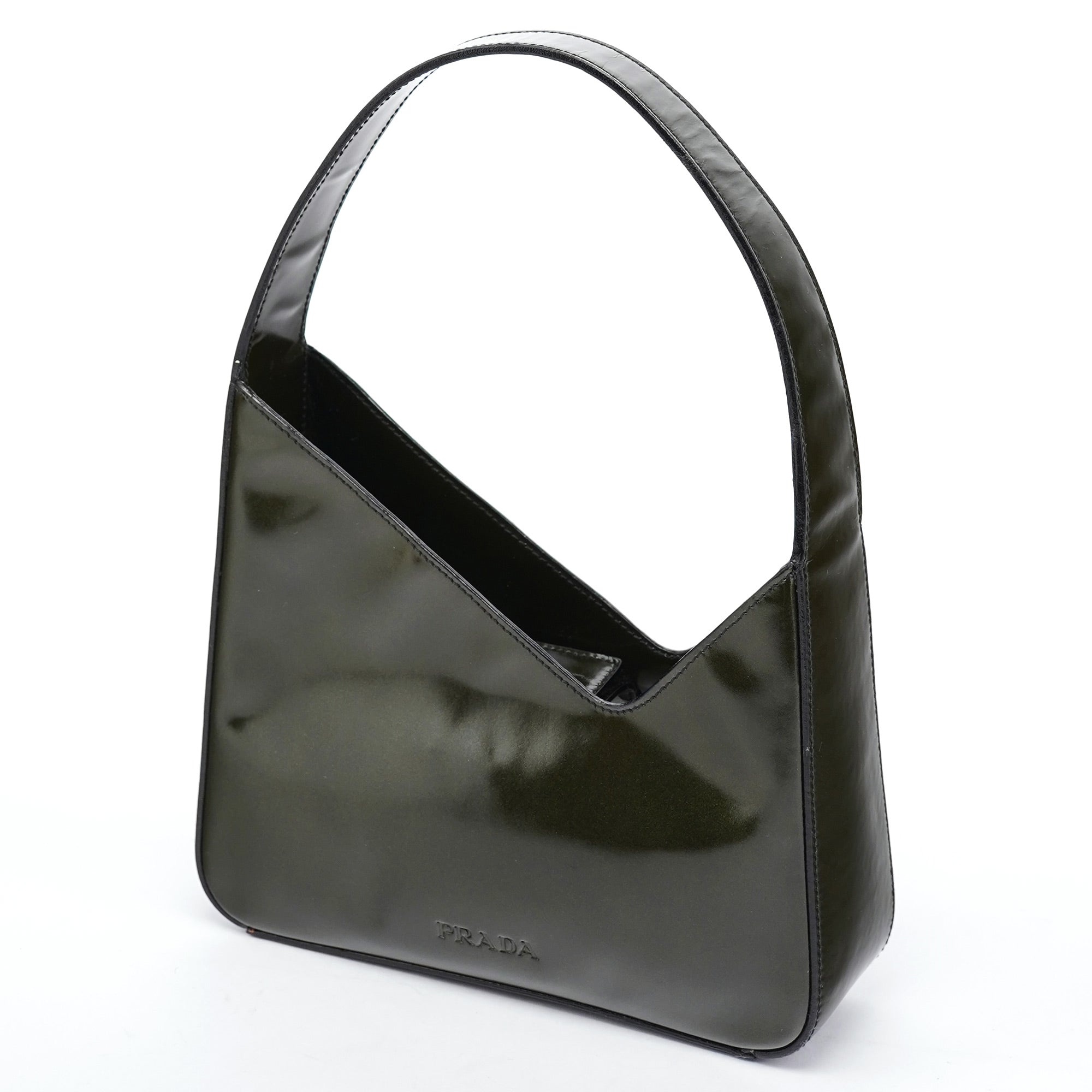 Prada 1998 Green Patent Leather Asim Shoulder Bag