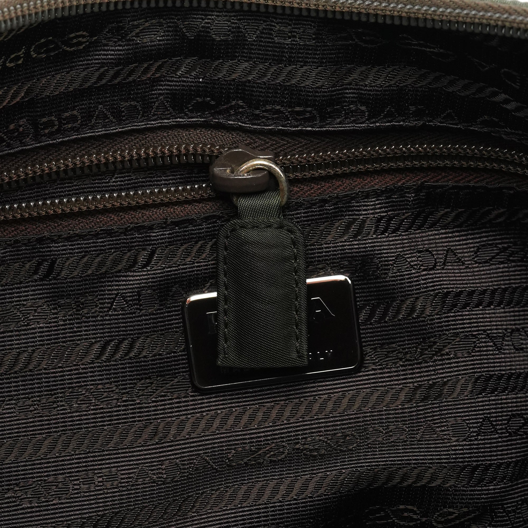 Prada 1998 Green Tessuto Cocco Metal Shoulder Bag