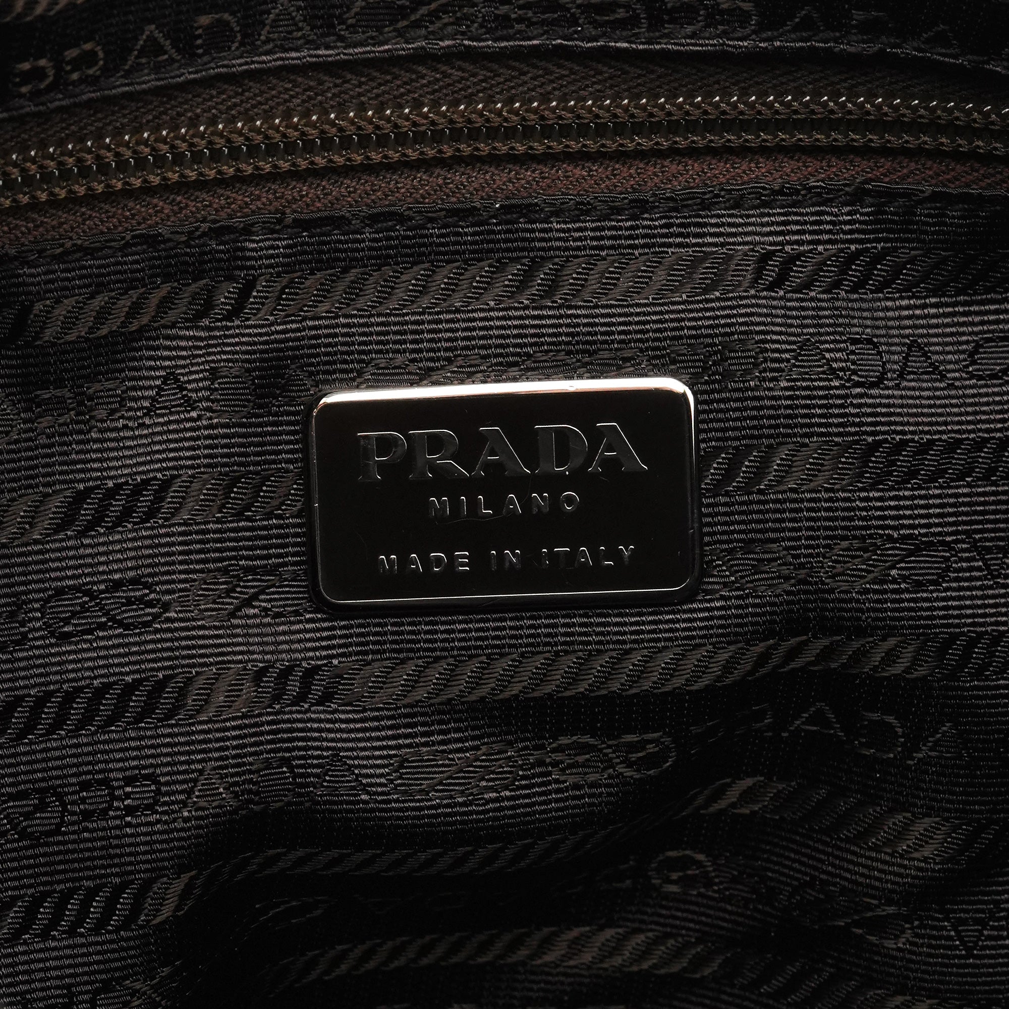 Prada 1998 Green Tessuto Cocco Metal Shoulder Bag