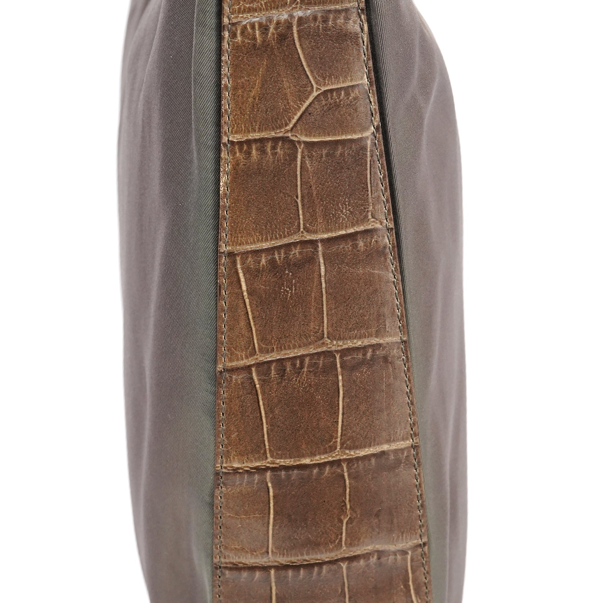 Prada 1998 Green Tessuto Cocco Metal Shoulder Bag
