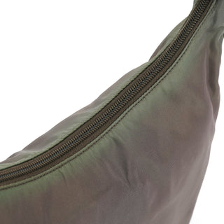 Prada 1998 Green Tessuto Cocco Metal Shoulder Bag