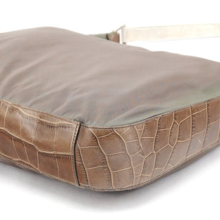 Prada 1998 Green Tessuto Cocco Metal Shoulder Bag