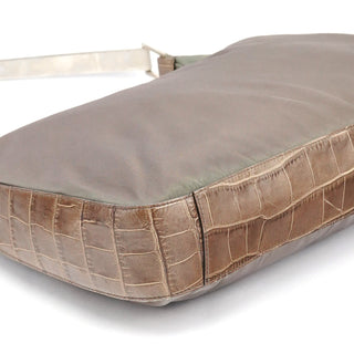 Prada 1998 Green Tessuto Cocco Metal Shoulder Bag