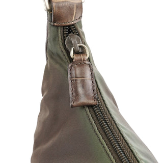 Prada 1998 Green Tessuto Cocco Metal Shoulder Bag