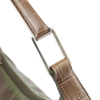 Prada 1998 Green Tessuto Cocco Metal Shoulder Bag