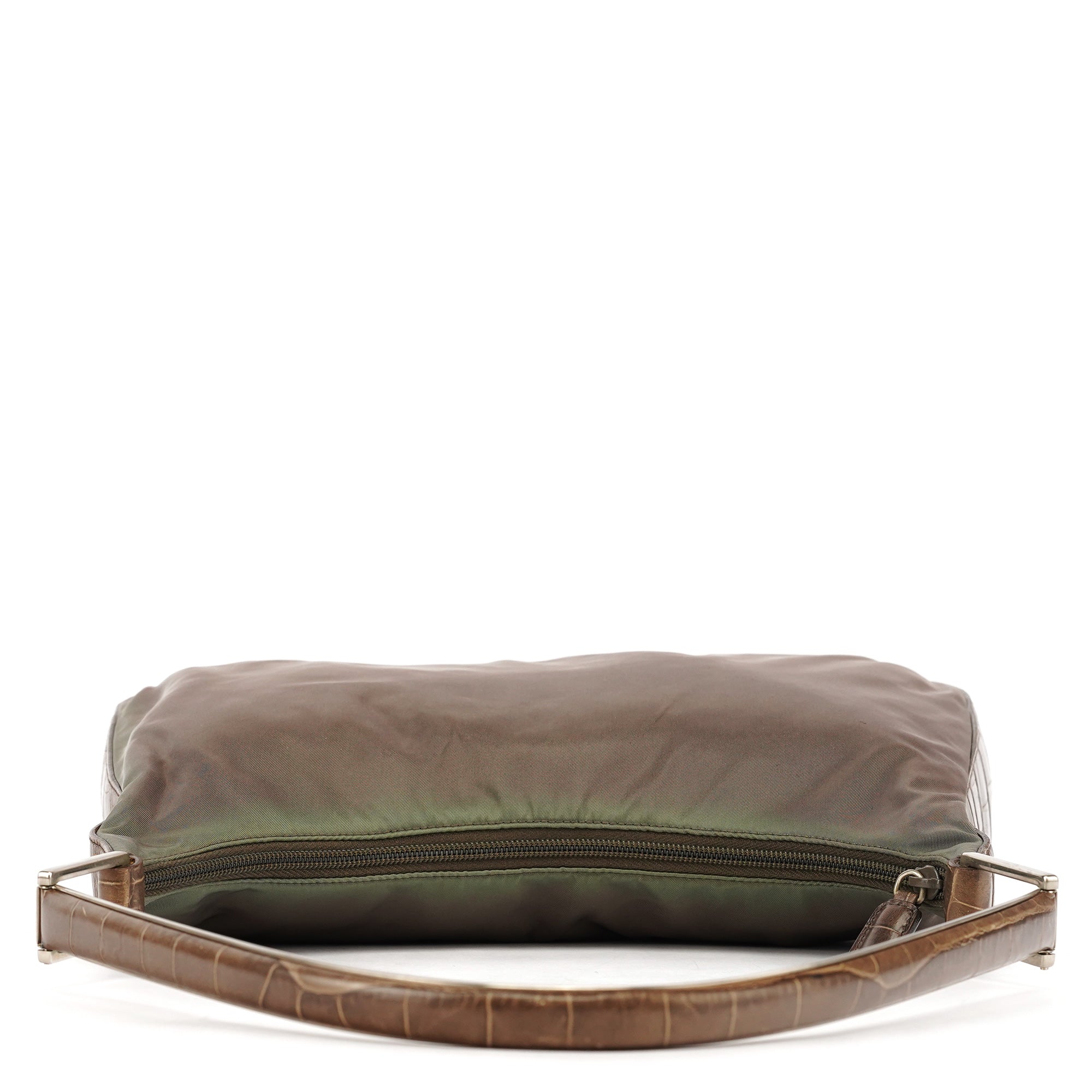 Prada 1998 Green Tessuto Cocco Metal Shoulder Bag