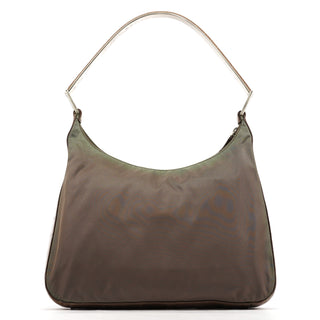 Prada 1998 Green Tessuto Cocco Metal Shoulder Bag