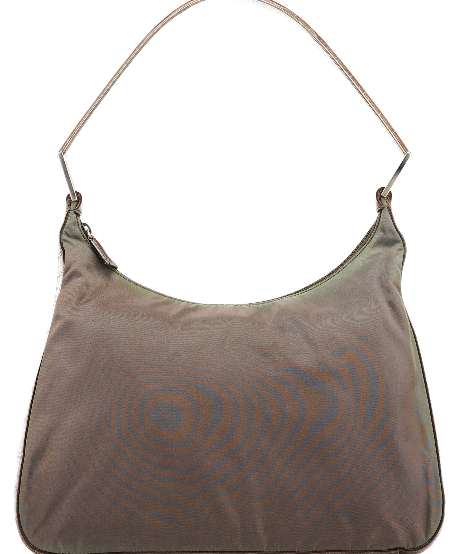 Prada 1998 Green Tessuto Cocco Metal Shoulder Bag