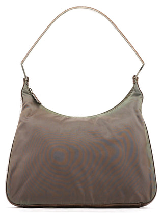 Prada 1998 Green Tessuto Cocco Metal Shoulder Bag