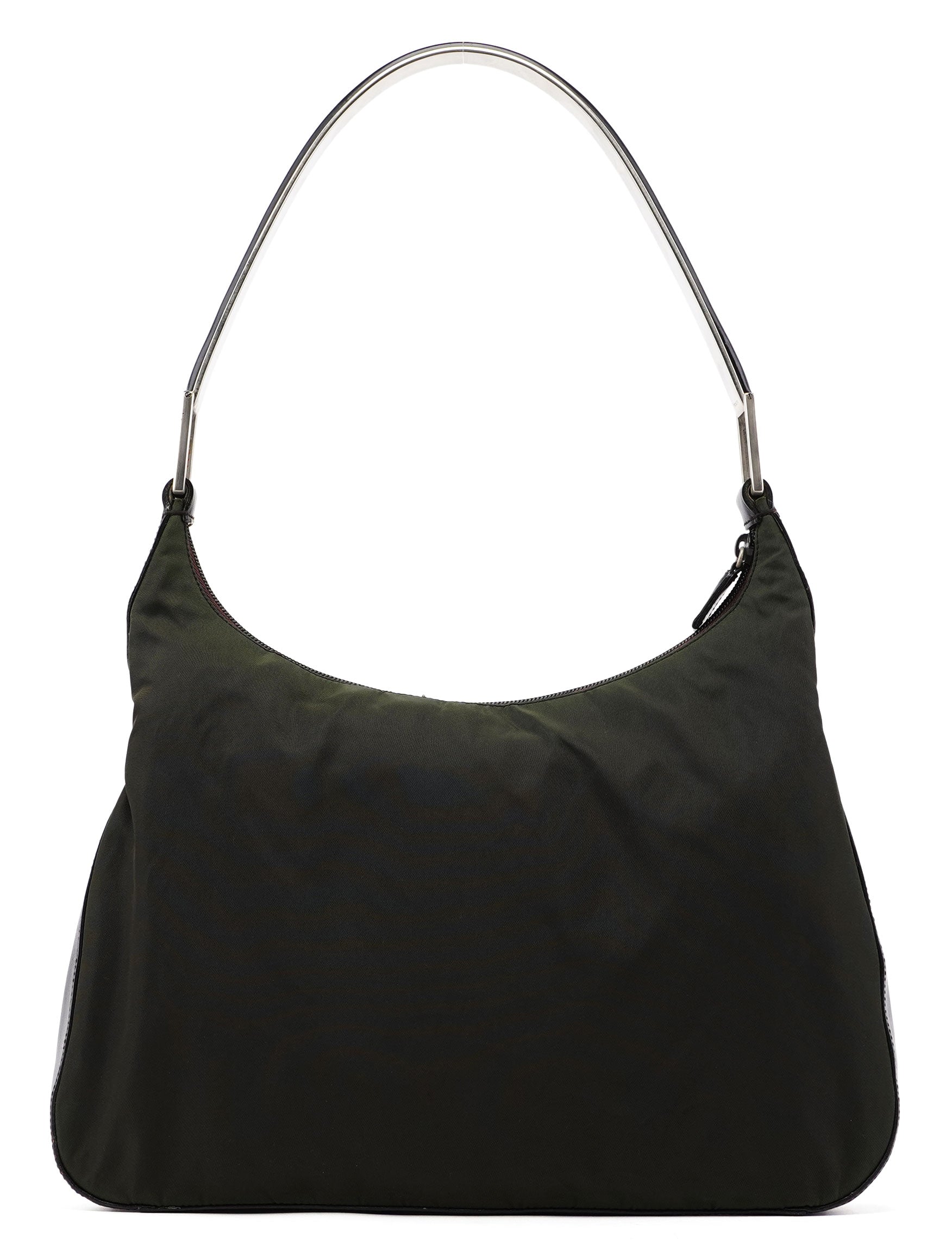 Prada 1998 Green Tessuto Metal Shoulder Bag