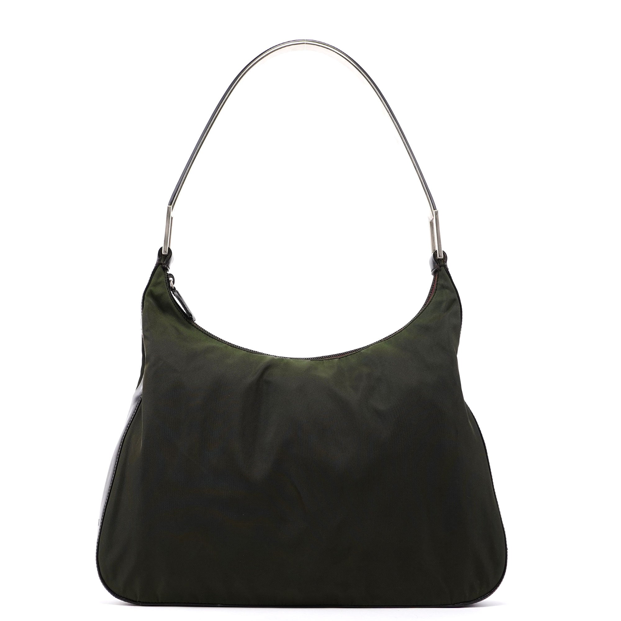 Prada 1998 Green Tessuto Metal Shoulder Bag