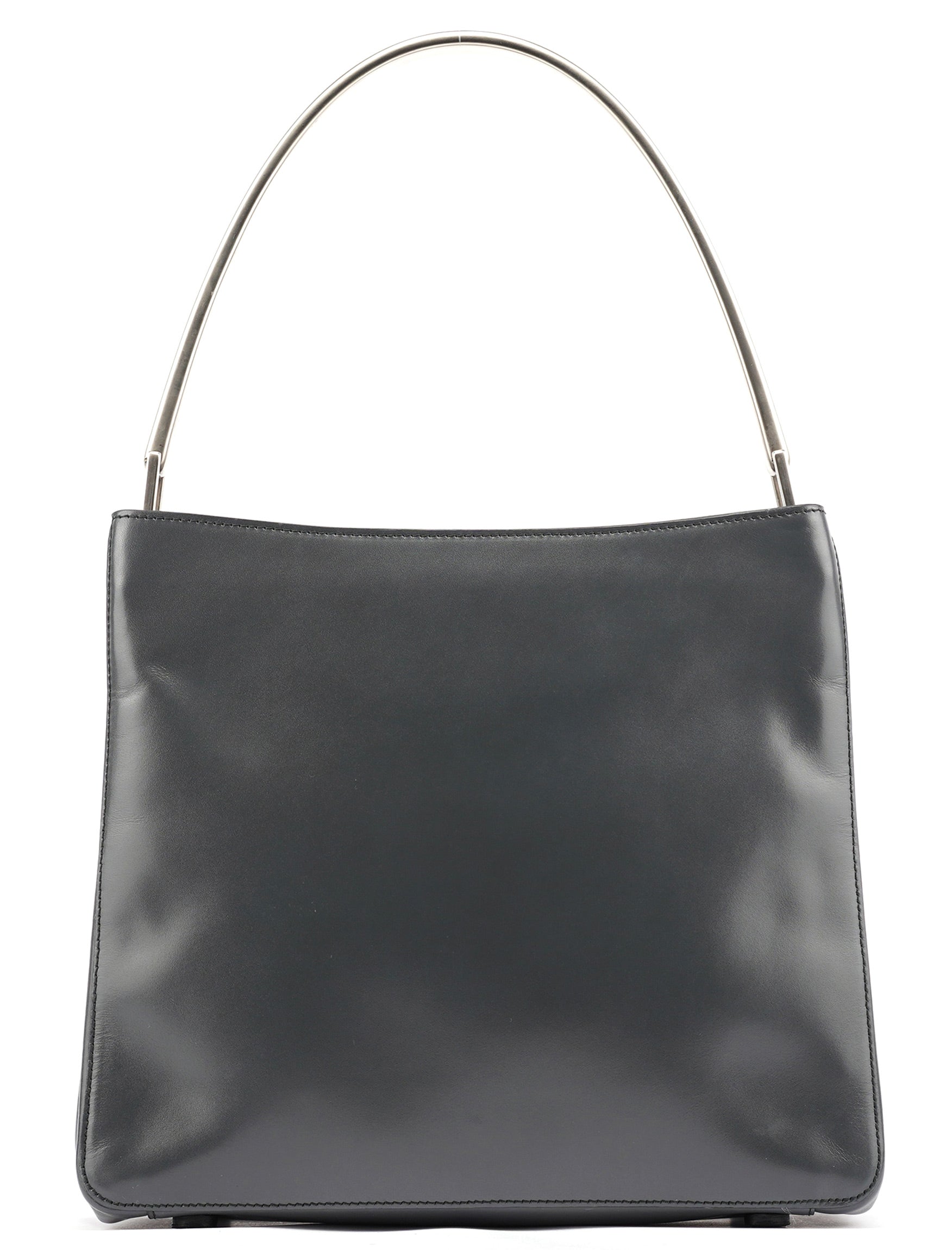 Prada 1998 Vitello Metallo Schultertasche aus grauem Leder