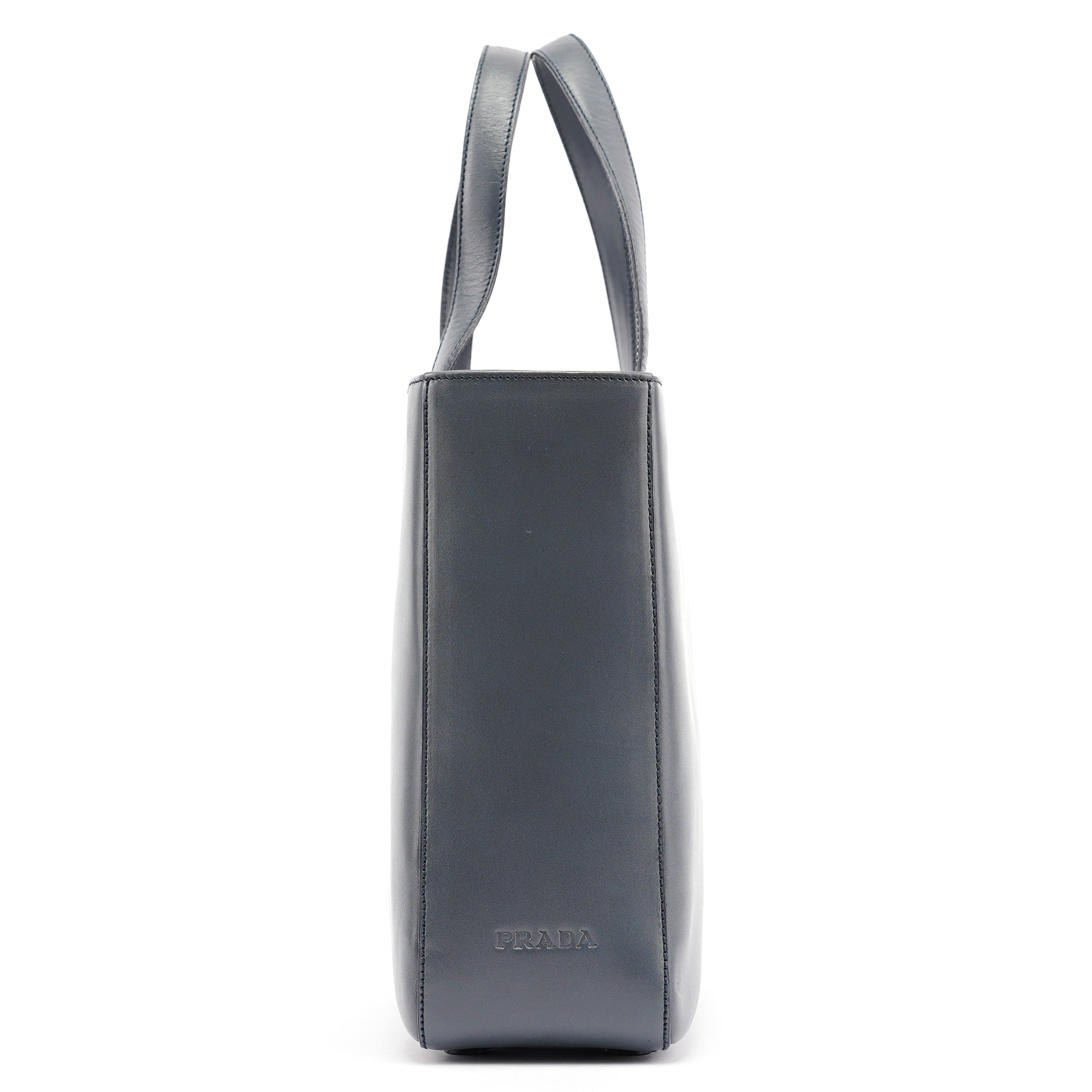 Prada 1998 Slate Grey Calfskin Leather Tote Bag