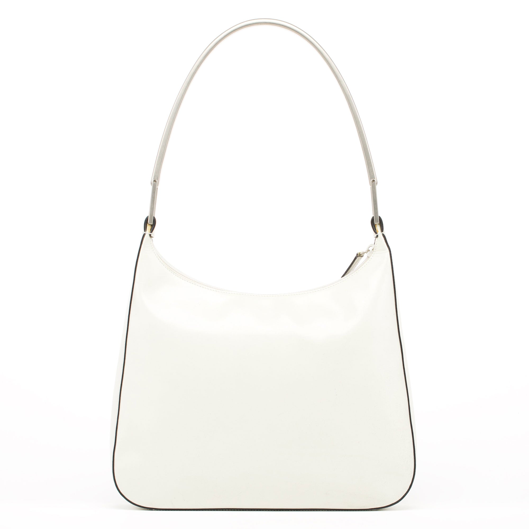 Prada 1998 Sac porté épaule Vitello Metallo en cuir de veau blanc