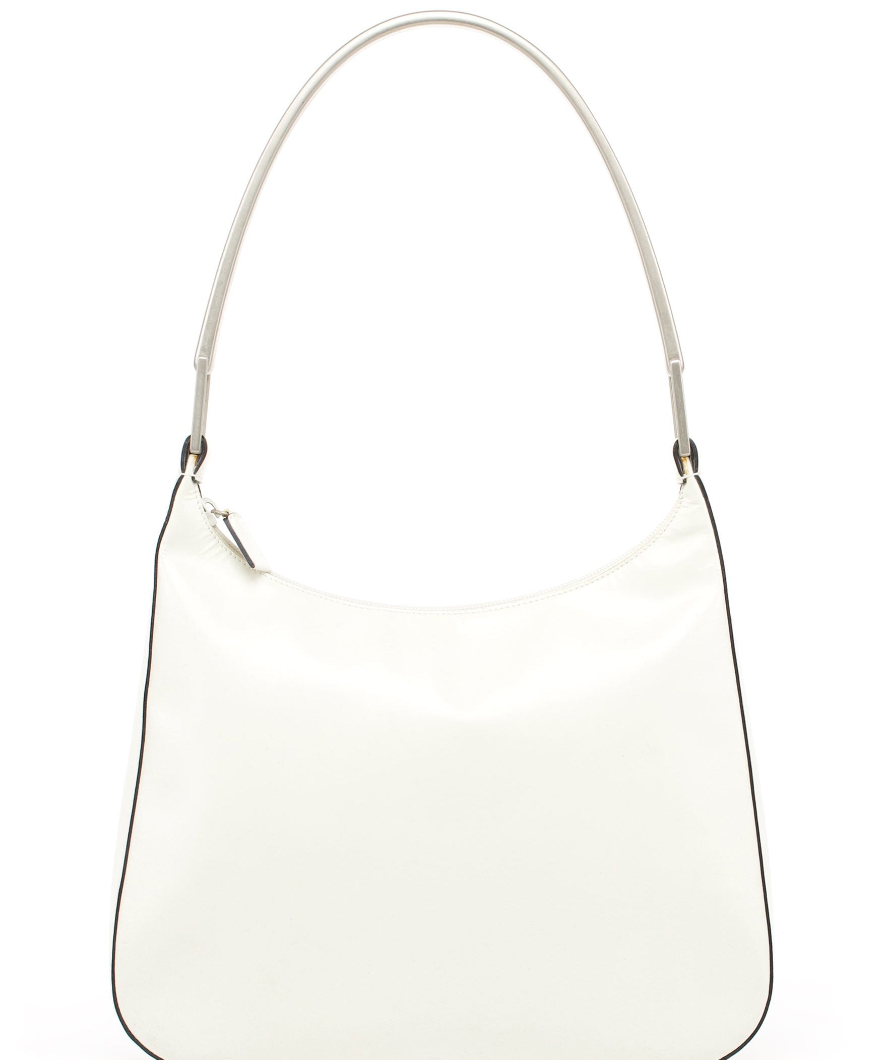 Prada 1998 Vitello Metallo White Calfskin Shoulder Bag