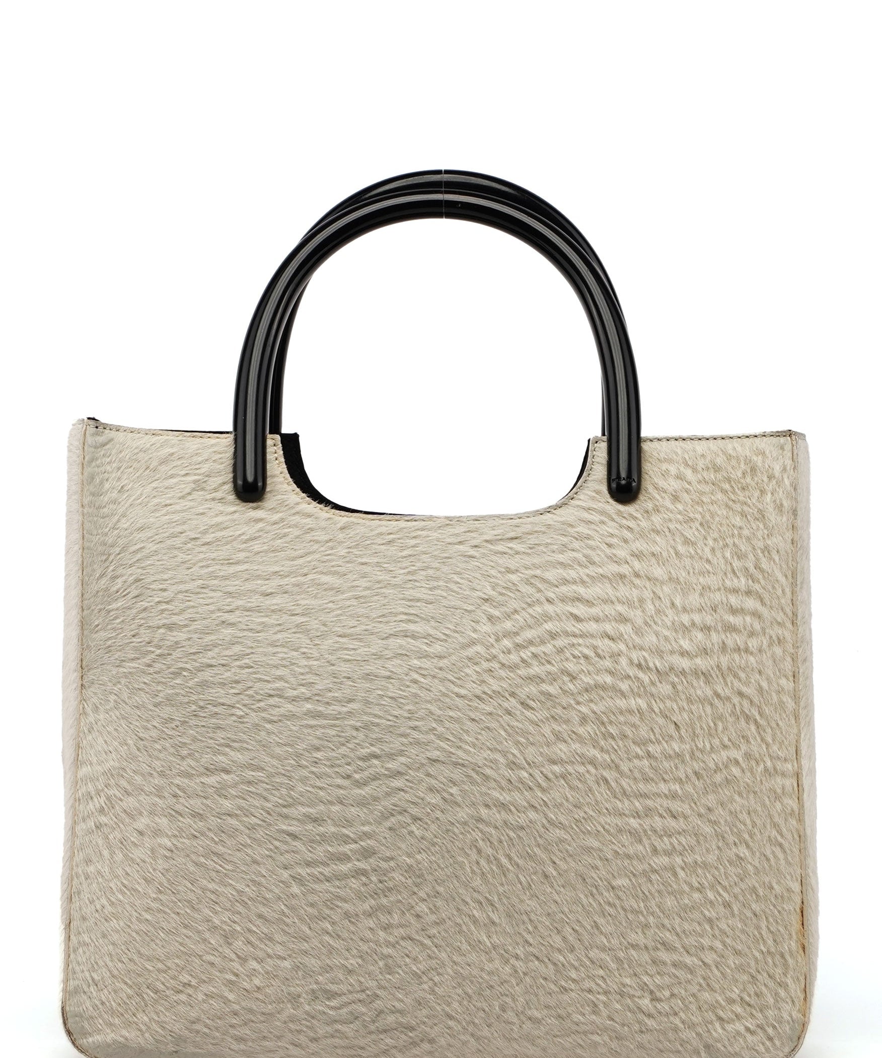 Prada 1998 White Astrakhan Plastic Tote Bag