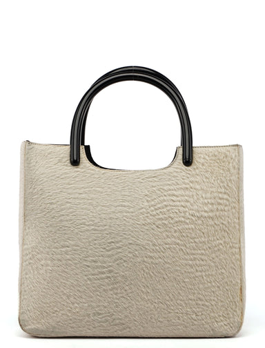 Prada 1998 White Astrakhan Plastic Tote Bag