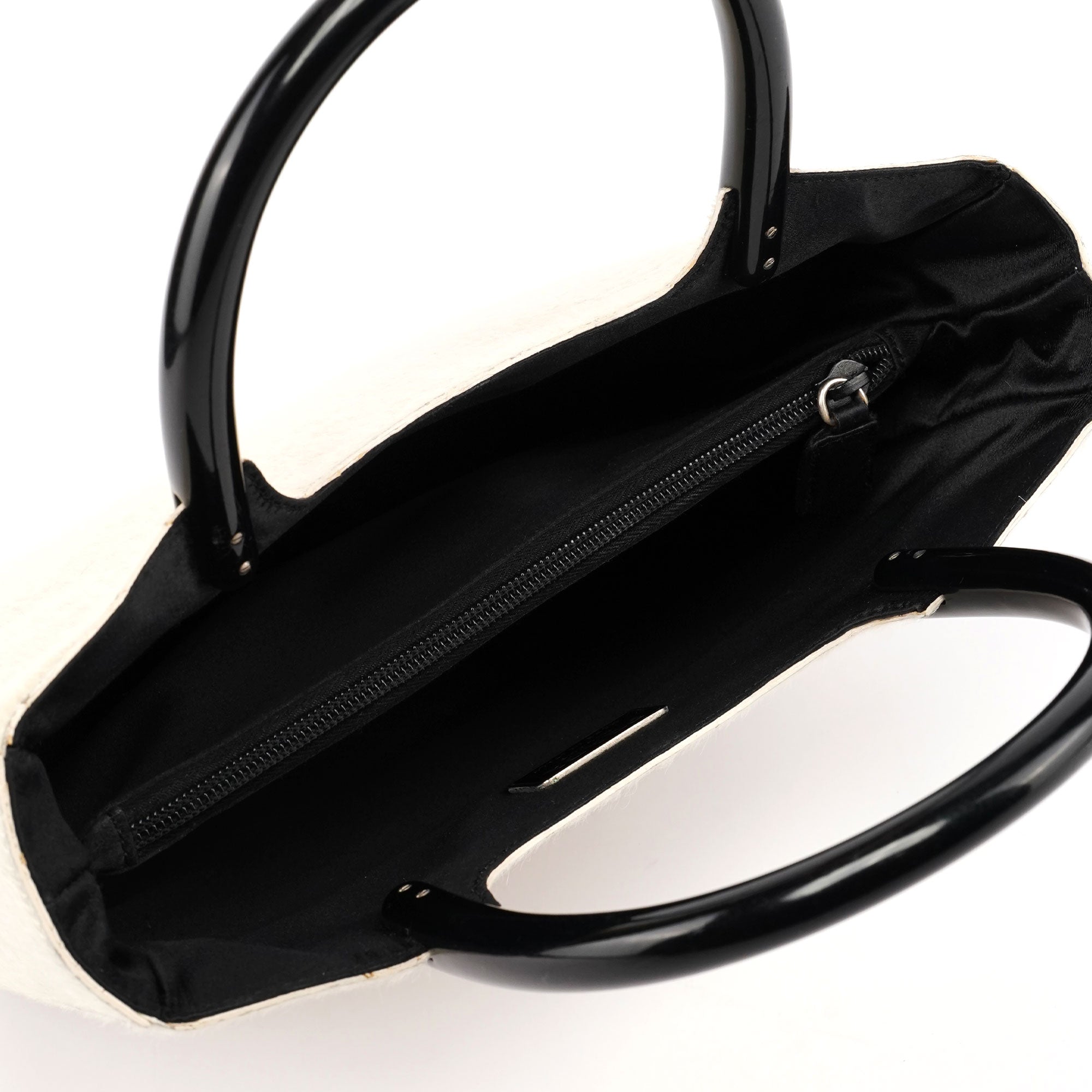 Prada 1998 Tote Bag aus weißem Astrachan und Kunststoff