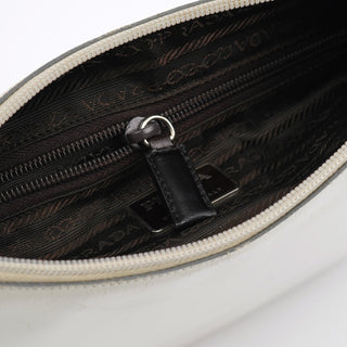 Prada 1998 White Vitello Metal Campaign Shoulder Bag
