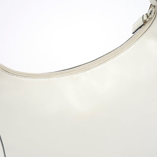 Prada 1998 White Vitello Metal Campaign Shoulder Bag