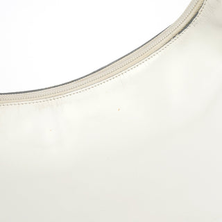 Prada 1998 White Vitello Metal Campaign Shoulder Bag