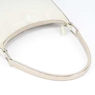 Prada 1998 White Vitello Metal Campaign Shoulder Bag