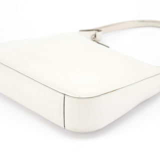 Prada 1998 White Vitello Metal Campaign Shoulder Bag