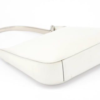 Prada 1998 White Vitello Metal Campaign Shoulder Bag