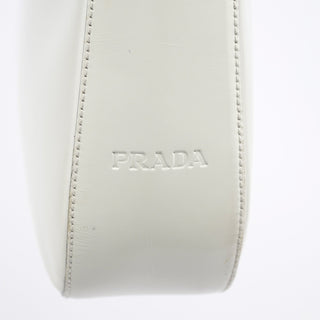 Prada 1998 White Vitello Metal Campaign Shoulder Bag