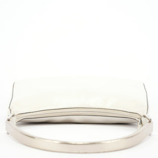 Prada 1998 White Vitello Metal Campaign Shoulder Bag