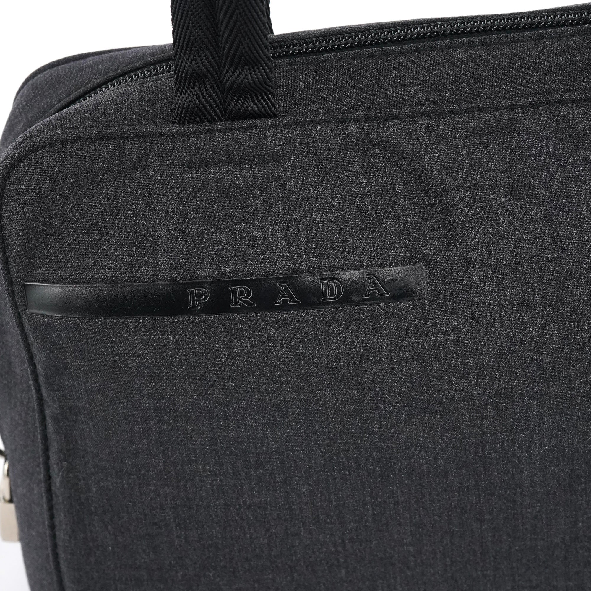 Prada 1999 Anthracite Canvas Keylock Tote Bag
