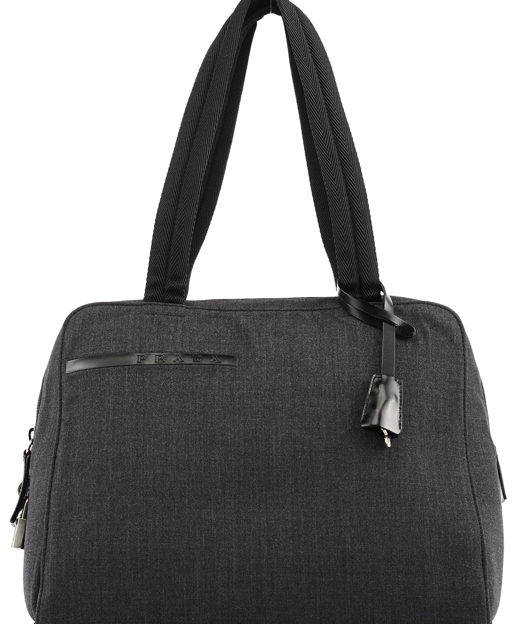 Prada 1999 Anthracite Canvas Keylock Tote Bag