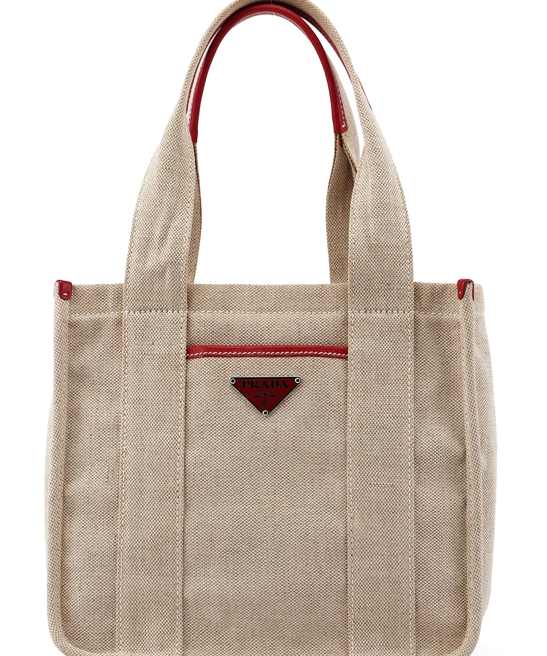Prada 1999 Beige Red Canapa Sport Tote