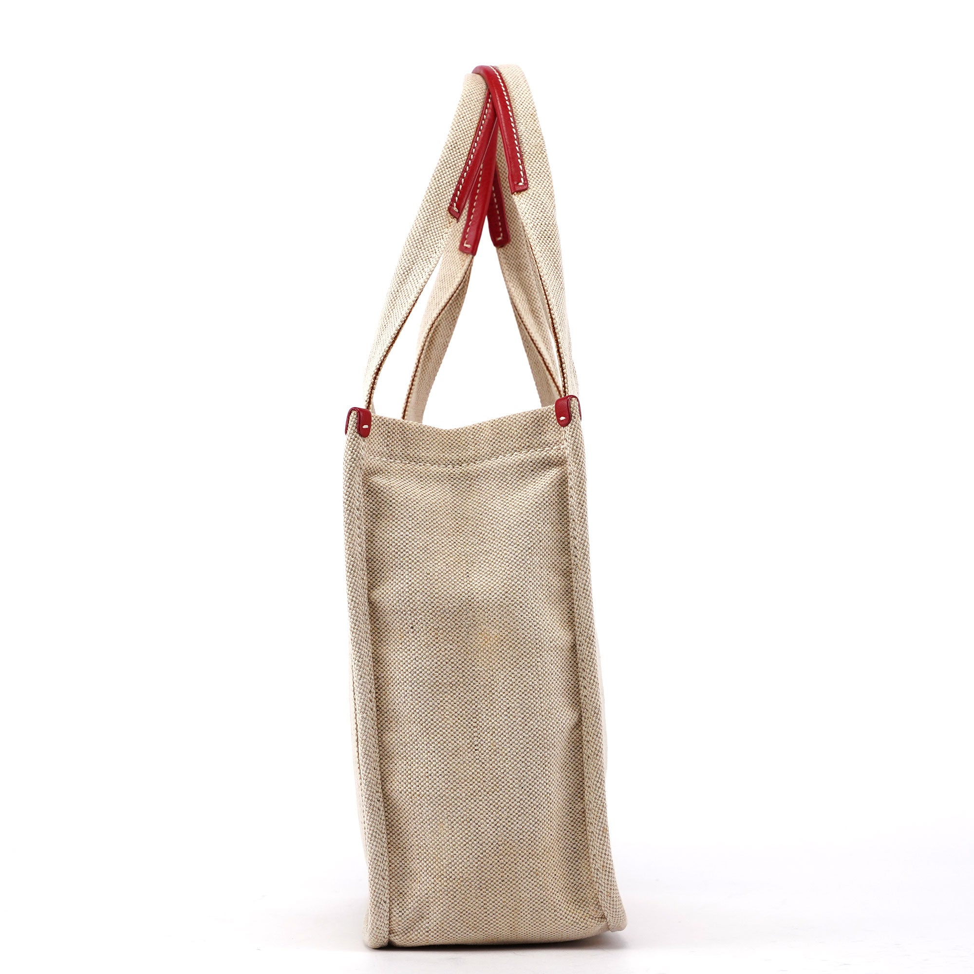 Prada 1999 Sac cabas Canapa Sport en toile beige et cuir de veau rouge