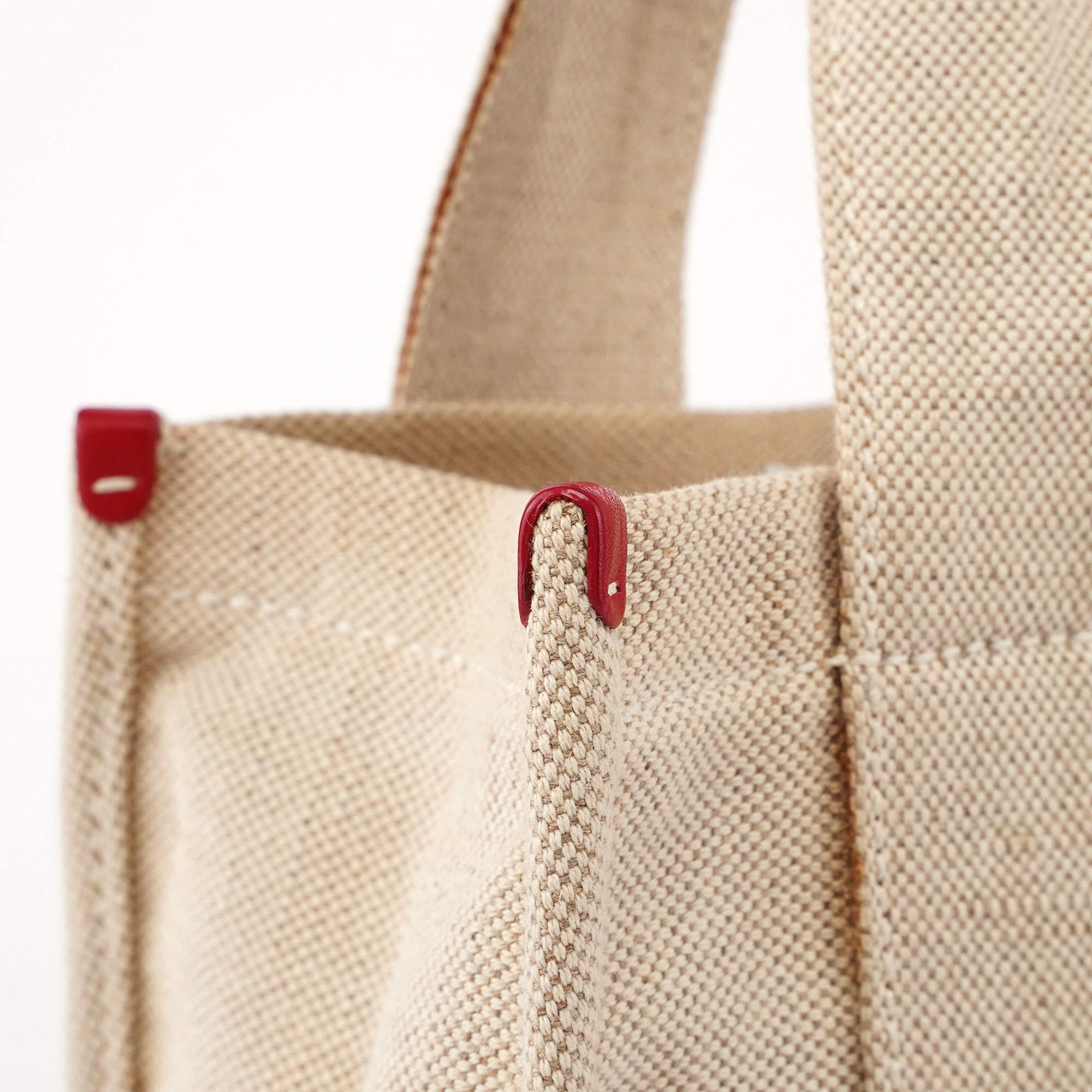 Prada 1999 Sac cabas Canapa Sport en toile beige et cuir de veau rouge