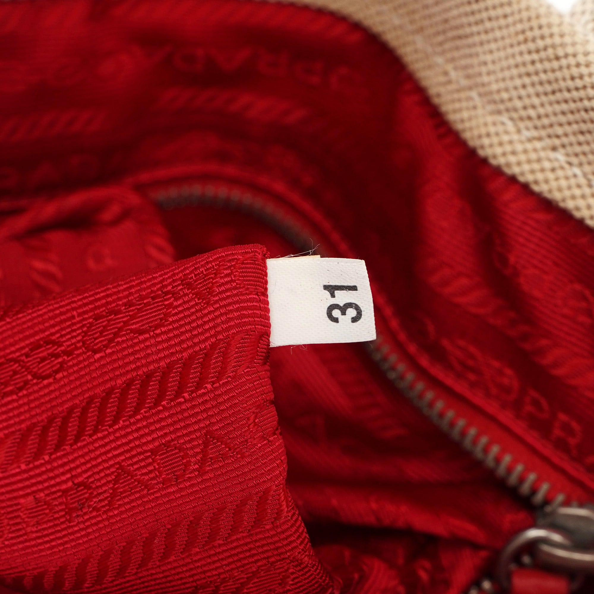 Prada 1999 Sac cabas Canapa Sport en toile beige et cuir de veau rouge