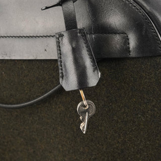 Prada 1999 Black Dark Green Wool Leather Bowling Bag