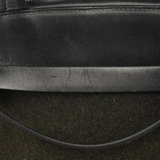 Prada 1999 Black Dark Green Wool Leather Bowling Bag