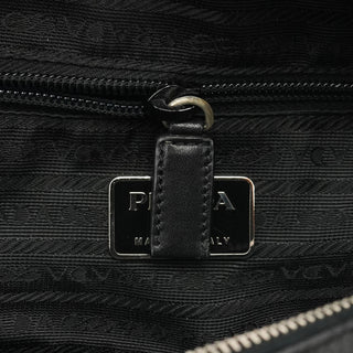 Prada 1999 Black Dark Green Wool Leather Bowling Bag