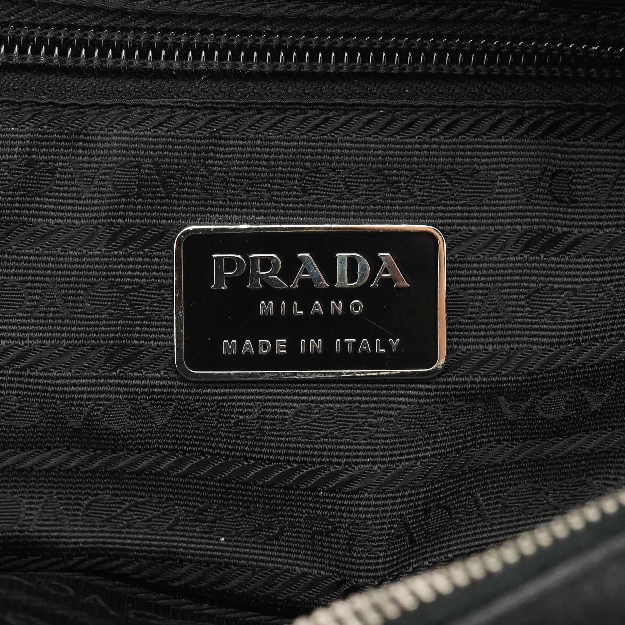 Prada 1999 Black Dark Green Wool Leather Bowling Bag