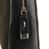 Prada 1999 Black Dark Green Wool Leather Bowling Bag