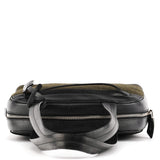 Prada 1999 Black Dark Green Wool Leather Bowling Bag