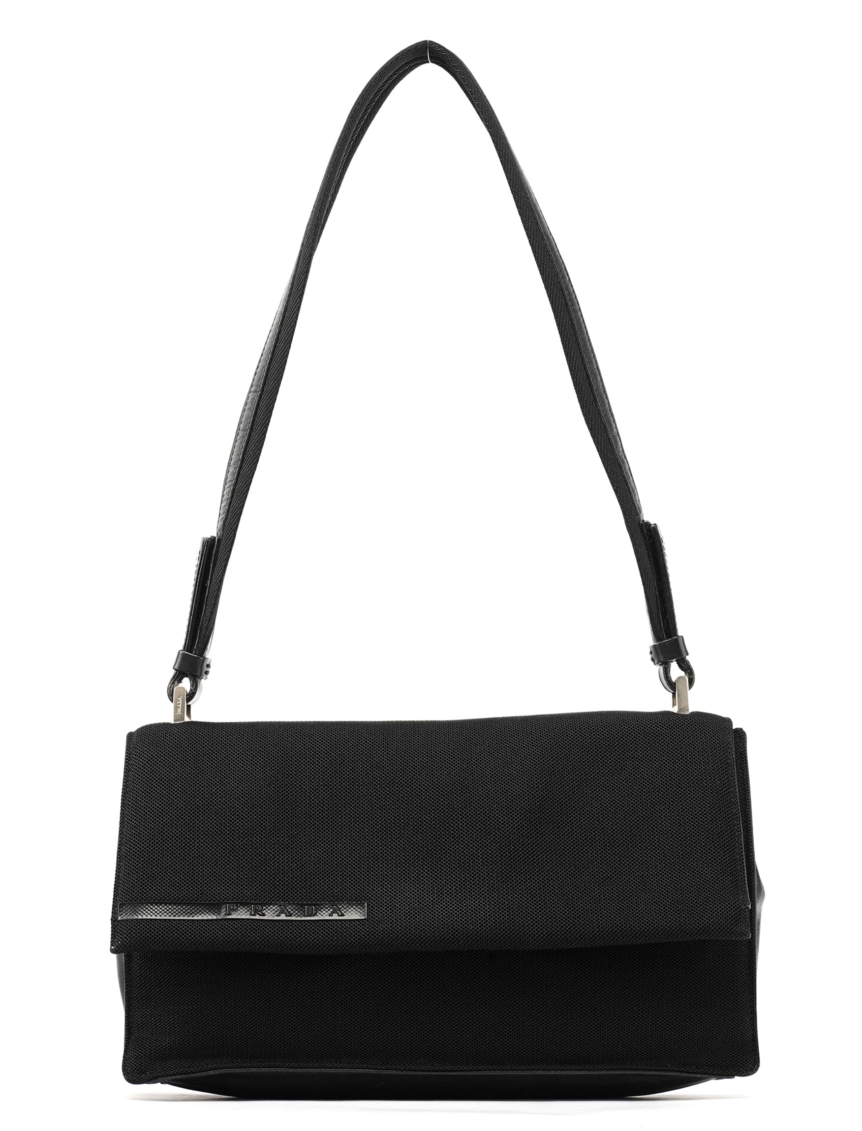 Prada 1999 Black Nylon Mesh Sport Shoulder Bag
