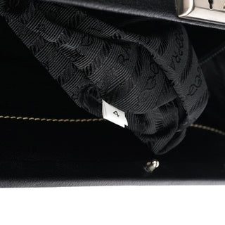 Prada 2000 Black Leather Keylock Clutch Top Handle Bag