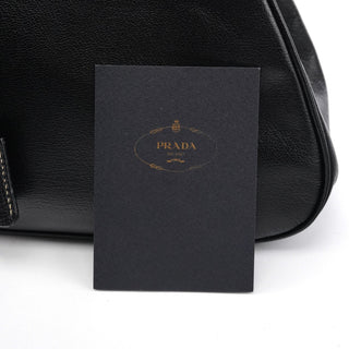 Prada 2000 Black Leather Keylock Clutch Top Handle Bag