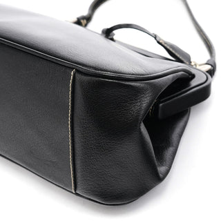 Prada 2000 Black Leather Keylock Clutch Top Handle Bag