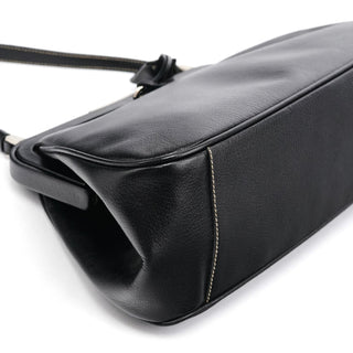 Prada 2000 Black Leather Keylock Clutch Top Handle Bag
