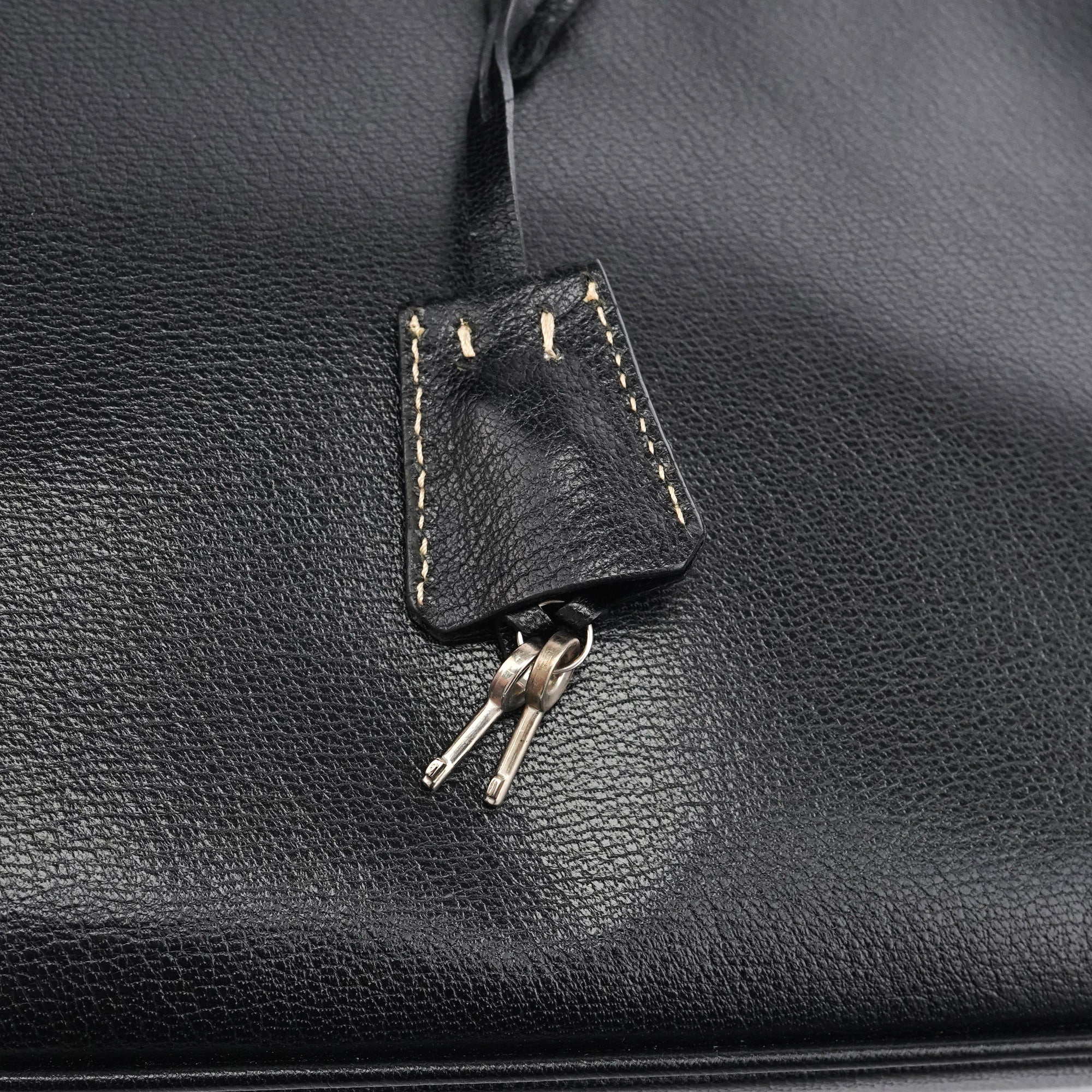 Prada 2000 Black Leather Keylock Clutch Top Handle Bag